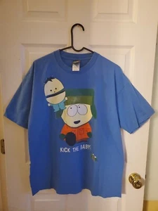 T-Shirt Vintage 90er Jahre Logotel South Park ""Kick The Baby"" Größe X-Large XL Herren blau - Bild 1 von 11