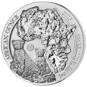 RWANDA 50 Francs 2013 Silver 1 oz Fabulous 15 African Cheetah - Picture 1 of 3