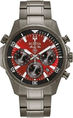 Bulova Men's Marine Star Chronograph Calendar Quartz Gray Watch 43 MM 98B350 - Image 1 of 4