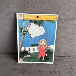 Vintage Puzzle Gold 1971 Easy Frame Tray Kids Katie On A Swing Collectable - Picture 1 of 8