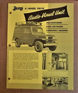 Folleto de unidad audiovisual Willys Jeep 4 ruedas motrices años 50 de colección RARO - Imagen 1 de 2