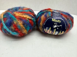 Misty N.Y. Yarns  Color 5 Acrylic Mohair Wool Blend KNIT CROCHET Italy Lot of 2 - Picture 1 of 6