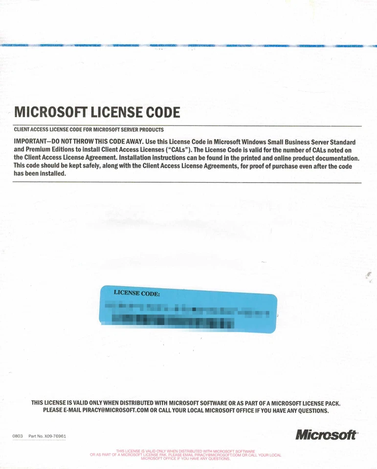 Microsoft Windows Small Business Server 2003 5 User Device CAL Licenses no media - Image 1 of 1
