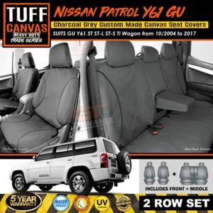 TUFF HD TRADE Canvas Seat Covers Patrol GU Y61 ST ST-L Ti 2Row Set 10/2004-17 CH - Picture 1 of 8