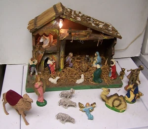 Vintage Nativity Manger Set Depose Italy Figures JESUS CAMEL WISEMEN SHEEP - Picture 1 of 13