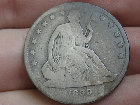 1839 Seated Liberty Half Dollar- With Drapery, Good Details Cover