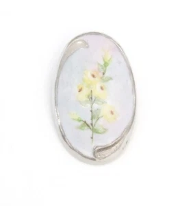 2.5" LINDNER Blue/Yellow Flower Porcelain Brooch Pin Germany Floral Hand Painted - Picture 1 of 4