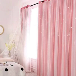 AU STOCK 2M Star Blockout Blackout Curtains 2 Layers Eyelet Pure Fabric Room ' - Picture 1 of 16