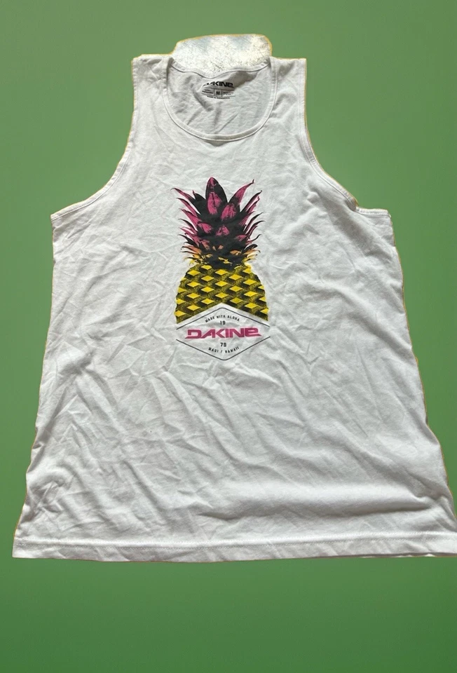 Nueva camiseta sin mangas Dakine blanca con gráfico de piña amarilla mediana Foto 1 de 1