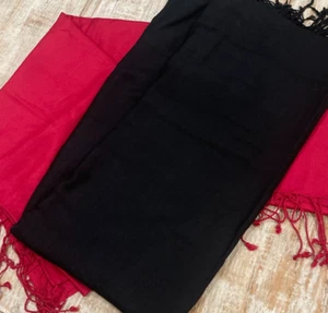 Par de bufanda/envoltura/chales Bijoux Terner Pashmina negro y rojo - Imagen 1 de 10