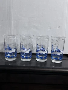 Vintage 1950s Libbey Star-kist Sailboat Tumblers. Set Of Four. Rare - Picture 1 of 6
