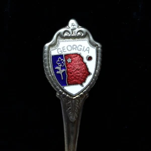 "Cuchara de viaje vintage de recuerdo del estado de Georgia escudo esmaltado de 3,5" - Imagen 1 de 3