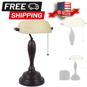 Curved Bronze Desk Lamp with Amber Shade - Adjustable Lighting for Smart Homes - Picture 1 of 10