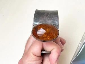 Pulsera ámbar plata escandinava gran diseñador vintage 42gr - Imagen 1 de 11