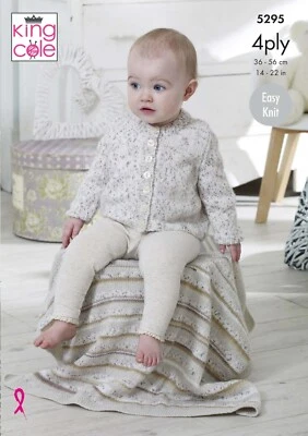 King Cole 4776 Knitting Pattern Girls Cardigans in King Cole Cottonsoft Crush DK - Image 1 of 2