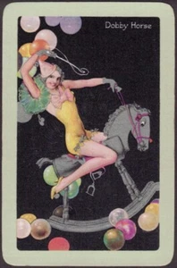 Playing Cards 1 Single Card Old Vintage Named DOBBY HORSE Rocking PARTY GIRL Art - Picture 1 of 3