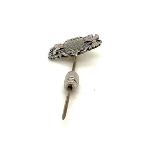 Vintage Signed Sterling Carved United Kingdom Royal Coat of Arms Lapel Stick Pin - Picture 1 of 8