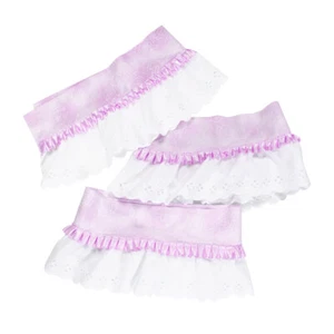 Hand Sewn Ruffled Mini Fabric Window Valances Lavender Cotton Floral Eyelet Lace - Picture 1 of 4