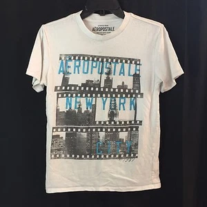 NY Aeropostale Hombres Camiseta Gráfica Blanca X-Pequeña XS Camisa Aero - Imagen 1 de 5