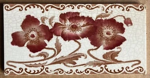 ANTIQUE ENGLAND- TRANSFER - ART NOUVEAU MAJOLICA BORDER TILE C1900 - Picture 1 of 3