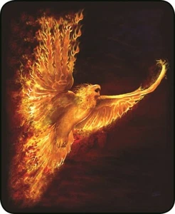 Queen Mythical Rising Phoenix Flaming Fire Bird Faux Fur Fleece Blanket Plush - Picture 1 of 1