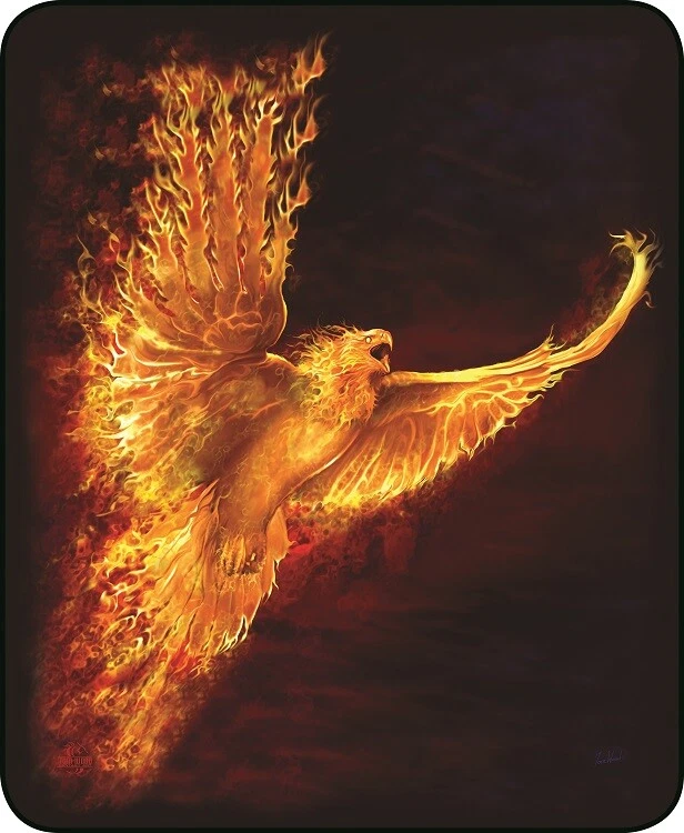 Queen Mythical Rising Phoenix Flaming Fire Bird Faux Fur Fleece Blanket Plush - Image 1 of 1