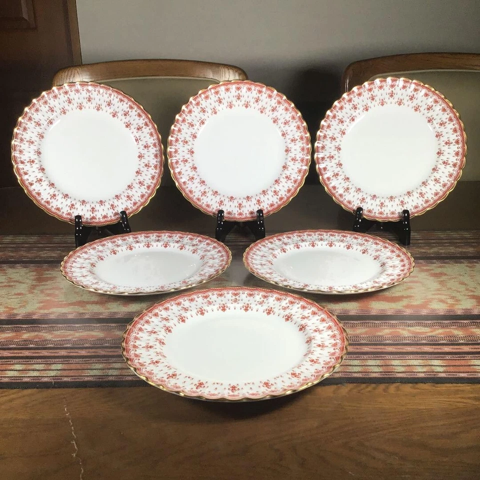 Spode Fleur de Lys Red Plate 23.5cm 6 Set - Image 1 of 4
