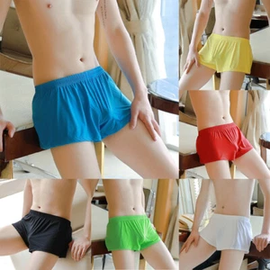 Sexy Mens Sheer See Through Boxer Briefs Underwear Solid Shorts Underpants US - Picture 1 of 18