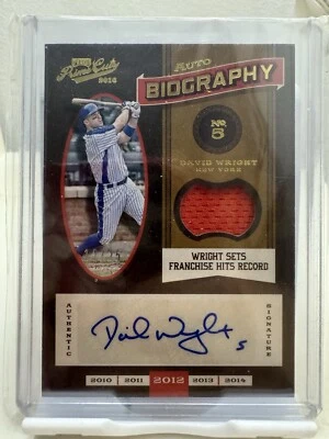 DAVID WRIGHT 2016 PLAYOFF PRIME CUTS GOLD BIOGRAPHY AUTOGRAPH RELIC #/25 METS - Image 1 of 2