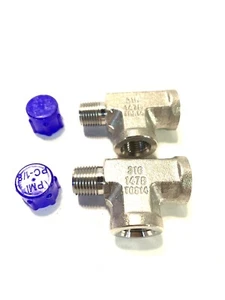 2-Parker 316 Stainless Steel Street Tee Fitting 1/8 NPT Male x Female x Female - Picture 1 of 3