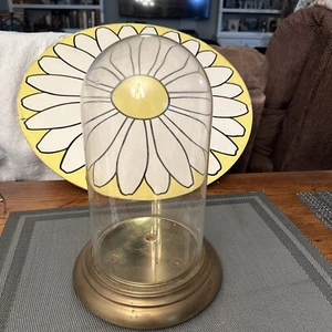 Vintage Glass Dome Cloche Clock Diorama Bell Display Stand Brass Base Germany - Picture 1 of 10