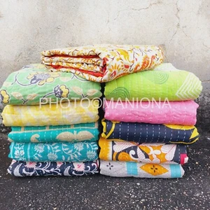 Vintage Wende Kantha Quilt GROSSHANDEL MENGE Überwurf Decke Indianer Ralli 2 Stck. - Bild 1 von 5
