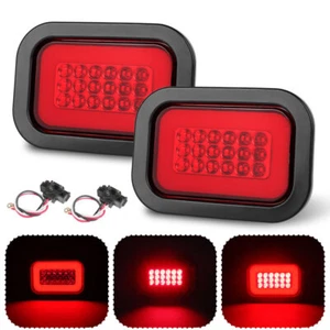 2x Red 5" x 3" Rectangular 30LED Truck Trailer Stop Turn Signal Brake Tail Light - Foto 1 di 12