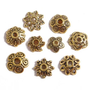 50PCS Antique Gold 7~10mm Loose Metal Spacer Beads Bead Caps for DIY Jewelry - Picture 1 of 15