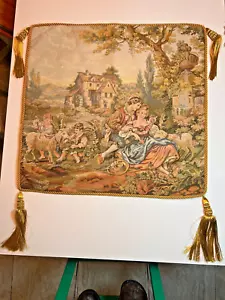 Splendido arazzo pittorico francese vintage da appendere a parete decorazioni casa foderato - Foto 1 di 8
