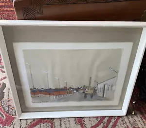 Unusual Utilitarian Style Drawing German 1980 Signed Chalk/pencil Industrial - Picture 1 of 21