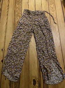 Zara Girls 9 Mustard Floral Wide Leg Pants - Picture 1 of 3