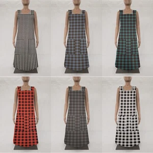 Buffalo Check Plaid Cross Back Apron (6 Colors Available) - Picture 1 of 20