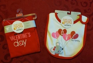 Baby Girl Valentines Gift Outfit Bodysuit and Bib Size 6 Months-BOTH-NEW - Picture 1 of 2