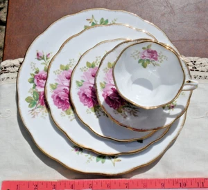 Royal Albert American Beauty 5 piezas ajuste de lugar 4 DISPONIBLE Fina China Inglaterra - Imagen 1 de 23