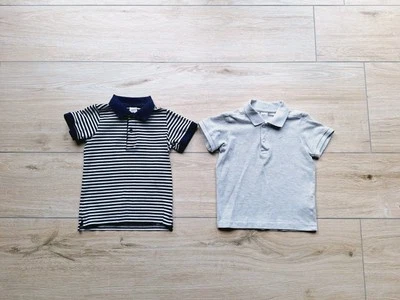 2 H&M Polo Shirts Gr. 92 ~ Jungen Sommer Shirts blau-weiß + grau Baby ~ wie neu - Bild 1 von 4
