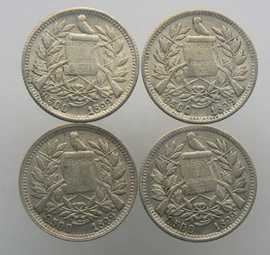 4x 1 Real 1899 Silver 0.500 Republica De Guatemala - Picture 1 of 2