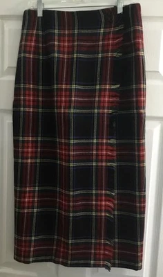 Rafaella женщин клетку с подкладкой одеяло юбка 100% шерсти размер 12 бахрома отделка - Изображение 1 из 4