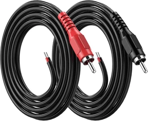 RCA to Speaker Wire Adapter, 18AWG 2 Pack 3Ft RCA Male Plug to Bare Cable Open E - Picture 1 of 12