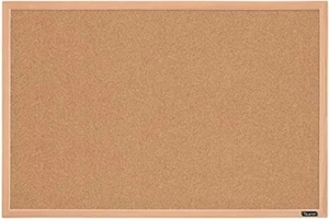 Quartet Cork Board Bulletin Board, 23" x 35" Framed Corkboard, Oak Frame, - Picture 1 of 6