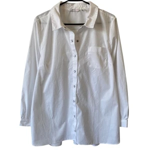 ISAAC MIZRAHI LIVE NWOT Stretch Woven Oversized Tunic Size Large Petite White - Picture 1 of 4