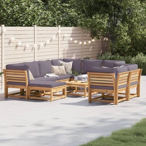 10-tlg. Garten-Lounge-Set mit Kissen Massivholz Akazie - Bild 1 von 9