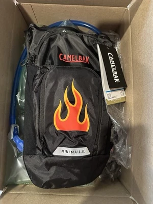 Camelback Mini Mule Hydration Backpack No Bladder Black with Red Triple Flames - Image 1 of 3