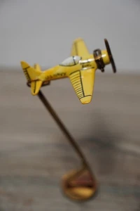Limoges France Trinket Box WWII Navy Plane Hand Painted Yellow Porcelain stand - Picture 1 of 8