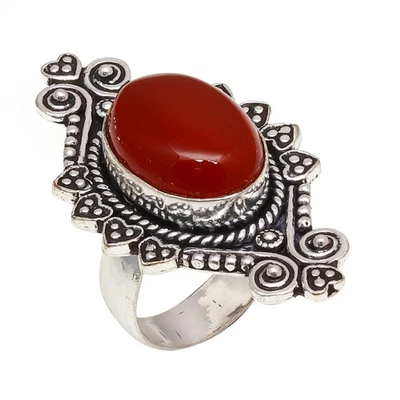 Joyería de plata hecha a mano con piedras preciosas de cornalina roja "8" Foto 1 de 4